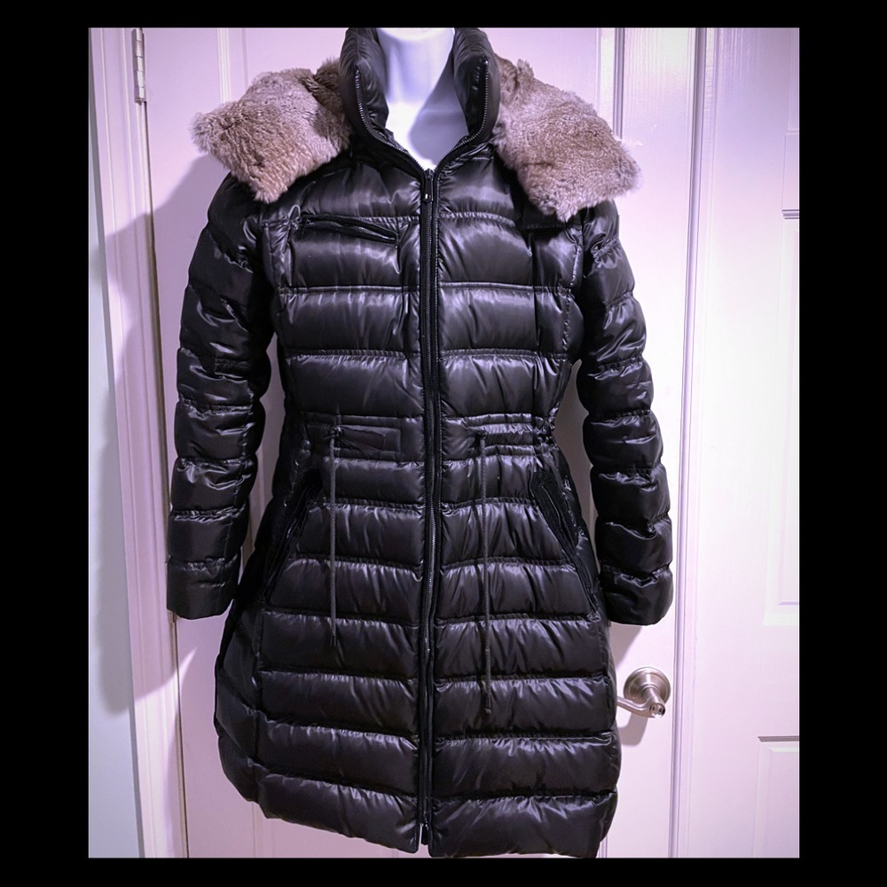 Dawn Levy Down Coat Jacket Fur lined hood sz L
